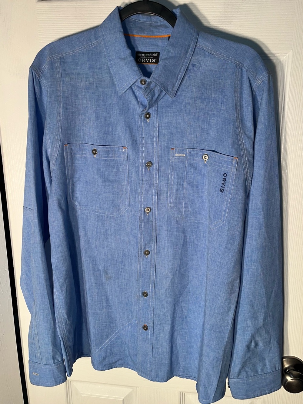 Men’sOrvis Insect Shield Size Medium Repellent Long‎ Sleeve Button Fishing Shirt